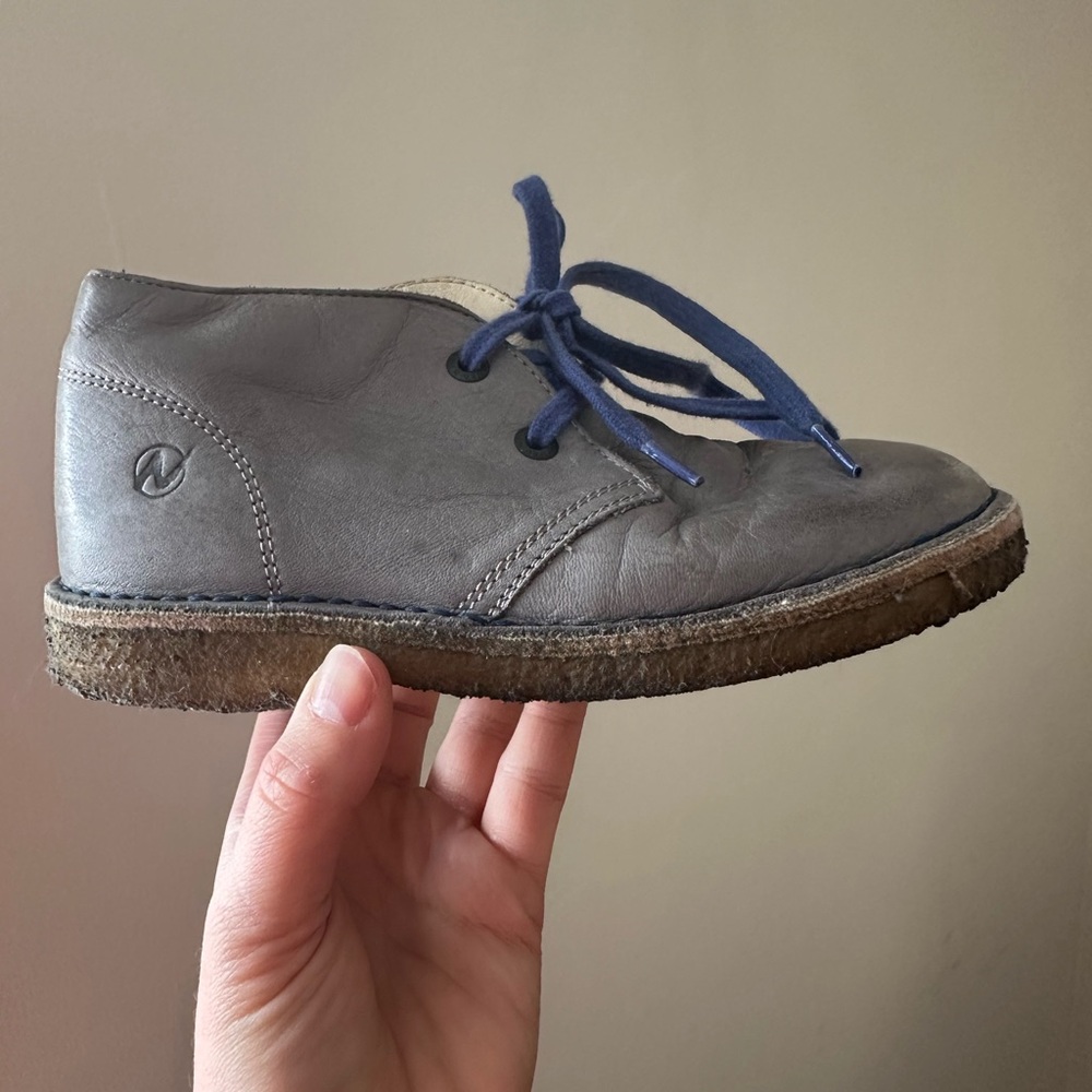 ✨5/$25 Naturino Gray Leather Lace Up Short Boot Kids Size 12.5
